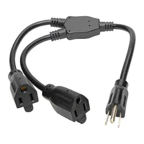 Eaton Tripp Lite P024-18N-13A-2R Extension Cord Splitter, NEMA 5-15P to 2x NEMA 5-15R, 13A, 120V 16 AWG, 18" (45.72 cm), Black