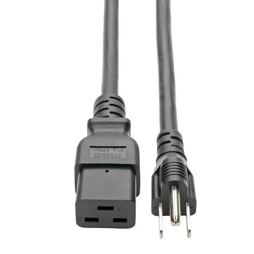 Eaton Tripp Lite P034-010 Computer Power Cord, C19 to NEMA 5-15P - Heavy-Duty, 15A, 125V, 14 AWG, 10' (3.05 m), Black