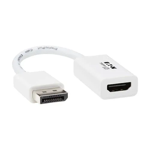 Eaton Tripp Lite P136-06N-HDR-W 4K DisplayPort to HDMI Active Adapter, Male to Female, 60Hz, HDR, DP 1.2, HDCP 2.2, 6", White