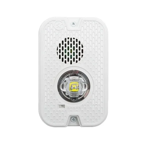 System Sensor P2GWKLED L-Series Outdoor Compact Wall-Mounted Horn Strobe, "FIRE", White