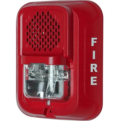 System Sensor P2RL-LF L-Series Indoor Selectable Output Low Frequency Sounder Strobe, 2-Wire, Wall Mount, "FIRE" Marking, Red (Replaces P2RH-LF)