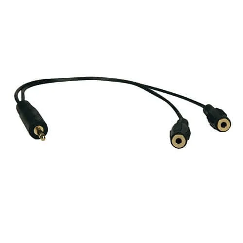 Tripp Lite P313-001 3.5mm Mini Stereo Cable Adapter Y Splitter for Speakers and Headphones, Male to (2) Female, 1' (0.31m)