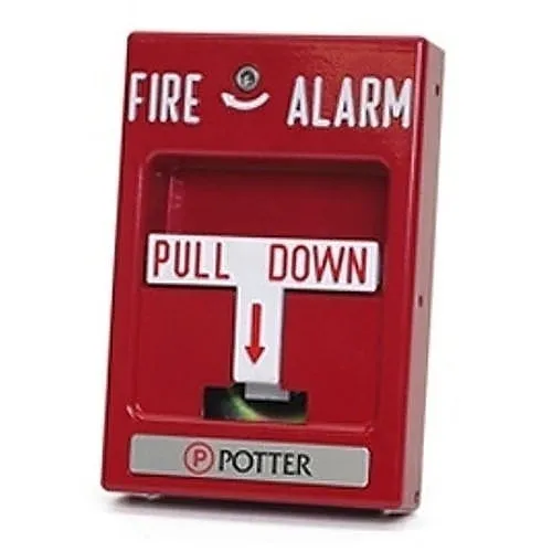 Potter P32-1T-KL Dual Action Fire Pull Station, Key Reset, Red