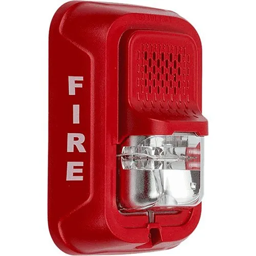 System Sensor P4RL L-Series Indoor Selectable Output Horn Strobe, 4-Wire, Wall Mount, "FIRE" Marking, Red
