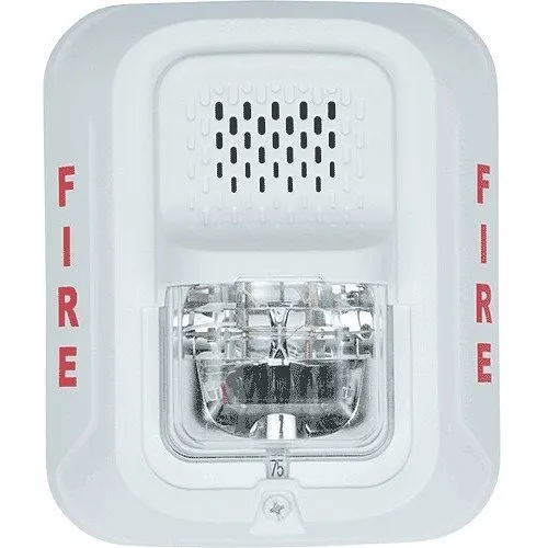 System Sensor P4WL L-Series Indoor Selectable Output Horn Strobe, 4-Wire, Wall Mount, "FIRE" Marking, White