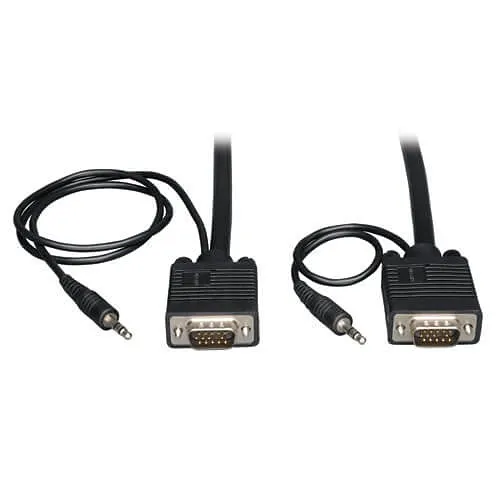 Tripp Lite P504-025 VGA High-Resolution RGB Coaxial Cable with Audio, HD15 and 3.5mm Male / Male, 25' (7.62m)