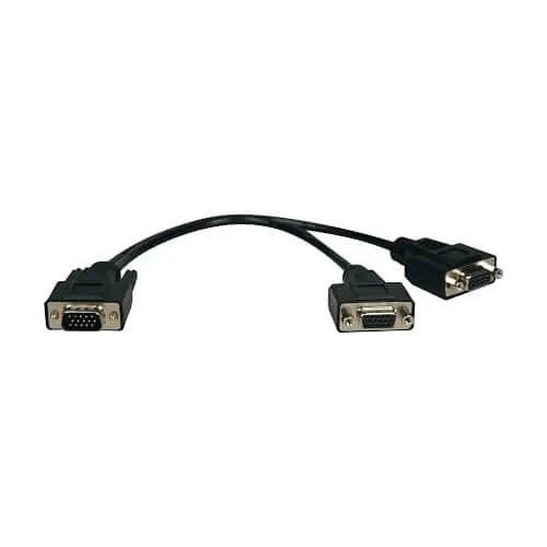 Eaton Tripp Lite P516-001-HR VGA Monitor Y Splitter Cable, High Resolution, HD15 Male to 2x HD15 Female, 1' (0.31m)