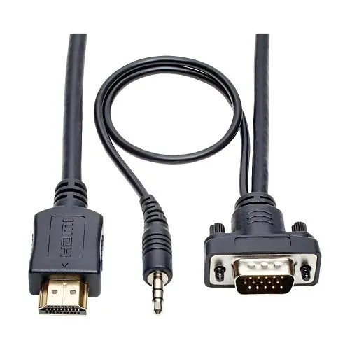 Tripp Lite P566-003-VGA-A HDMI to VGA + Audio Active Adapter Cable, HDMI to Low-Profile HD15 + 3.5 mm Male / Male, 3' (0.9m)