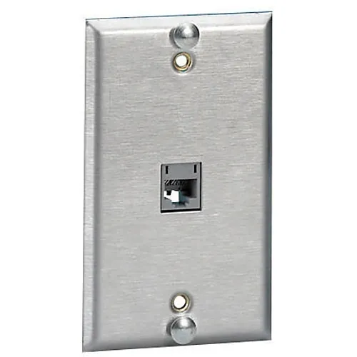 Hubbell P630S1G Plate Wallphone, 1-Gang, 1-Port, Flush Mount, Stainless