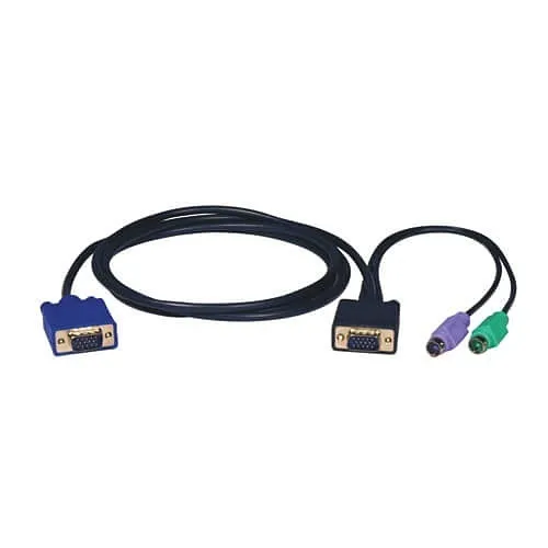 Eaton Tripp Lite P750-015 15' PS/2 3-in-1 KVM Cable Kit, HD15 + MiniDIN6, for B004-008 Switch, Black