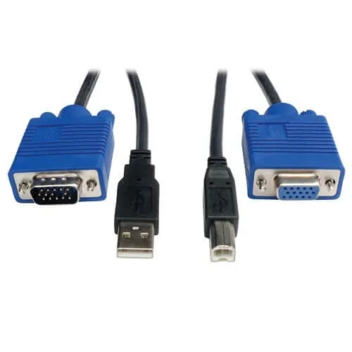 Eaton Tripp Lite P758-010 10' USB KVM Cable Kit, USB-A/B + SVGA HD15, for B006-VU4-R Switch, Gray