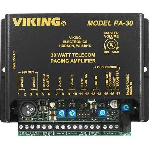Viking PA-30 30W Telecom Paging Amplifier with Loud Ringer