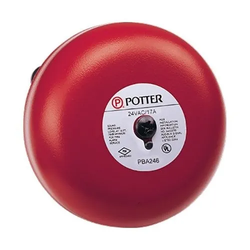 Potter PAC1208 8" PAC-AC Bell, 120VAC, Red