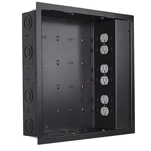 Chief PAC526P6-KIT In-Wall Power Kit, 6-Outlets, Surge Protection, Isolated Ground, Retrofit Ready, Black