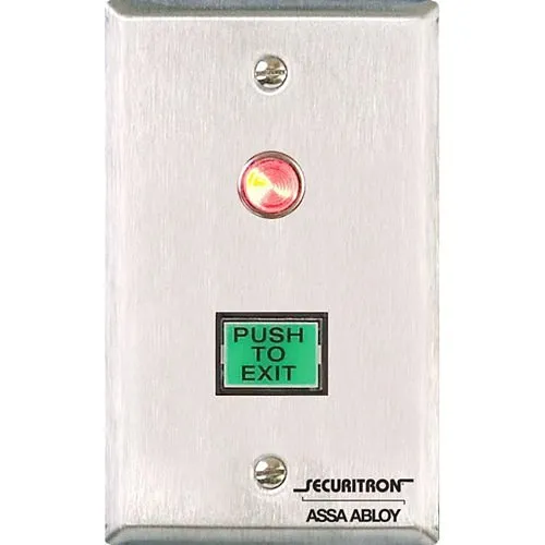Securitron PB3 Push to Exit Button, Includes Interchangeable Green and Red Lenses