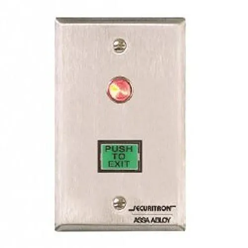 Securitron PB3A Push to Exit Button, Alternate Single Gang, Includes Interchangeable Green and Red Lenses