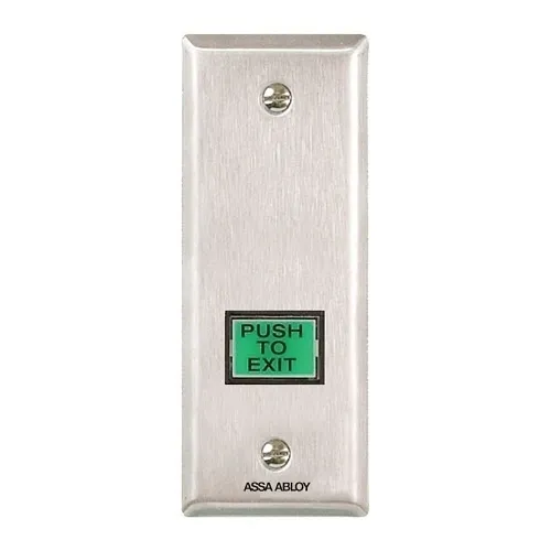 Securitron PB3EAN Non-Illuminated "Push to Exit" Button, Alternate Action, Narrow Style, 1"x3/4"