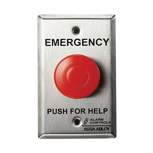 Alarm Controls PBM-1-4-L2-GR EMERG Button, Normally Open/Normally Closed, 12VDC, Red