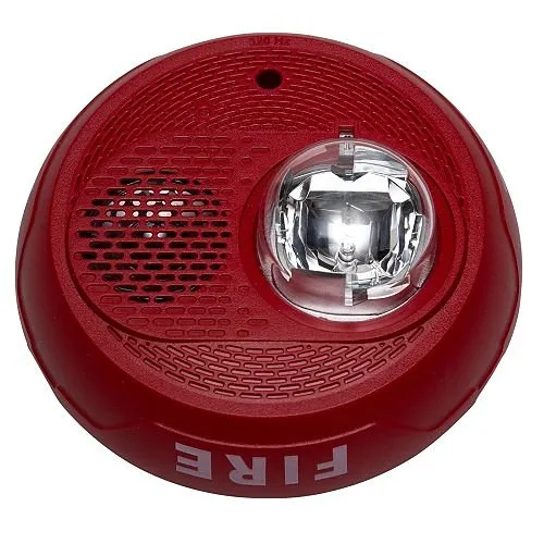 System Sensor PC2RL-LF Indoor Selectable Output Low Frequency Sounder Strobe, 2-Wire, Ceiling Mount, "FIRE" Marking, Red