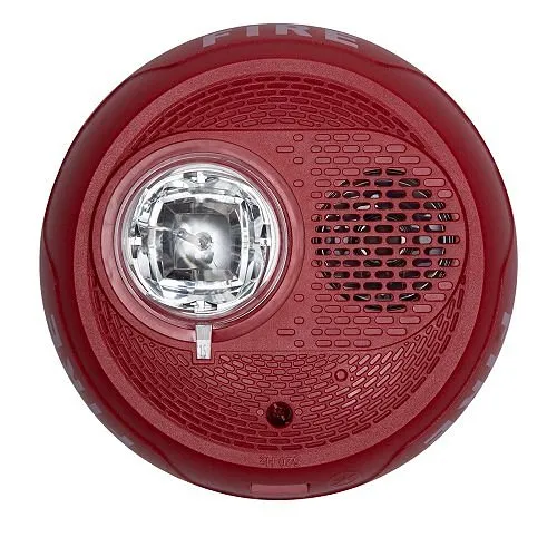System Sensor PC2RL-LF Indoor Selectable Output Low Frequency Sounder Strobe, 2-Wire, Ceiling Mount, "FIRE" Marking, Red