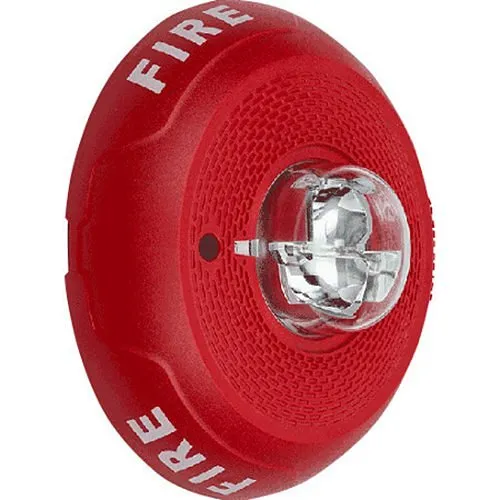 System Sensor PC2RL Systems Sensor L-Series Indoor Selectable Output Horn Strobe, 2-Wire, Ceiling Mount, "FIRE" Marking, Red