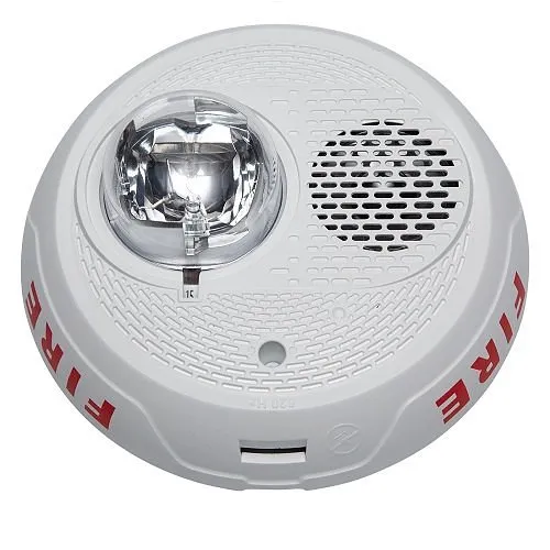 System Sensor PC2WL-LF Indoor Selectable Output Low Frequency Sounder Strobe, 2-Wire, Ceiling Mount, "FIRE" Marking, White