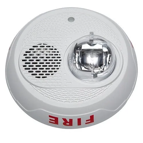 System Sensor PC2WL-LF Indoor Selectable Output Low Frequency Sounder Strobe, 2-Wire, Ceiling Mount, "FIRE" Marking, White