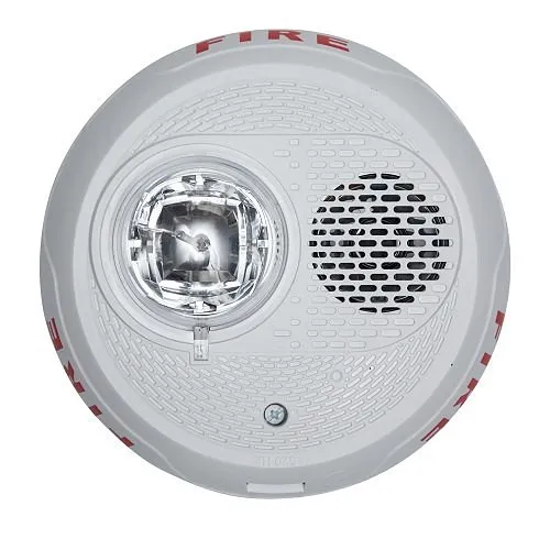 System Sensor PC2WL-LF Indoor Selectable Output Low Frequency Sounder Strobe, 2-Wire, Ceiling Mount, "FIRE" Marking, White