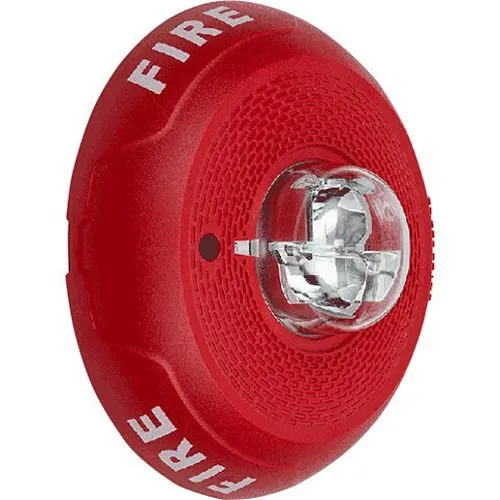 System Sensor PC4RL L-Series Indoor Selectable Output Horn Strobe, 4-Wire, Ceiling Mount, "FIRE" Marking, Red