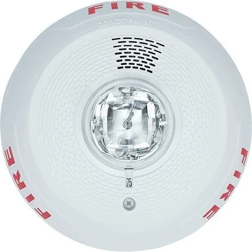 System Sensor PC4WL L-Series Indoor Selectable Output Horn Strobe, 4-Wire, Ceiling Mount, "FIRE" Marking, White