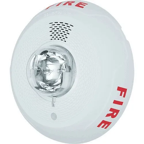 System Sensor PC4WL L-Series Indoor Selectable Output Horn Strobe, 4-Wire, Ceiling Mount, "FIRE" Marking, White