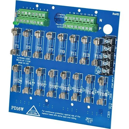 Altronix PD16W Power Distribution Module, 16 Fused Outputs up to 28VAC/VDC, Board