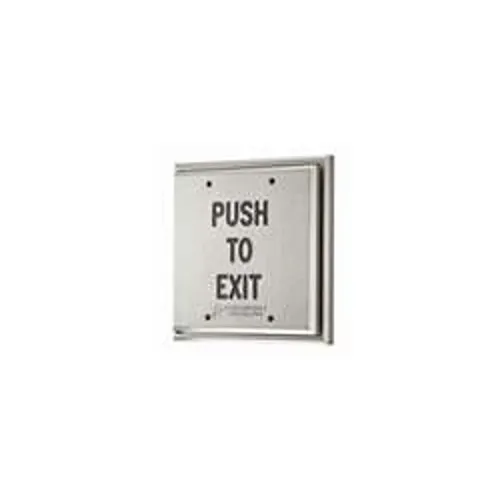 Alarm Controls PD5-121 Double Gang Push Plate, Pneumatic Time Delay, "Push to Operate Door" in Black, Clear Finish