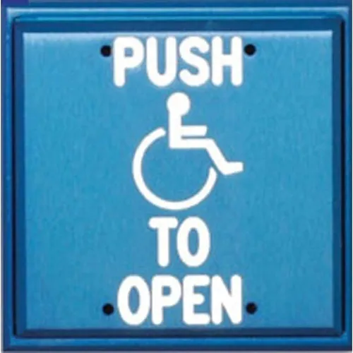 Alarm Controls PD5-433 Push Plate Double Gang Pneumatic Time Delay, ADA Logo, Push to Open, Blue