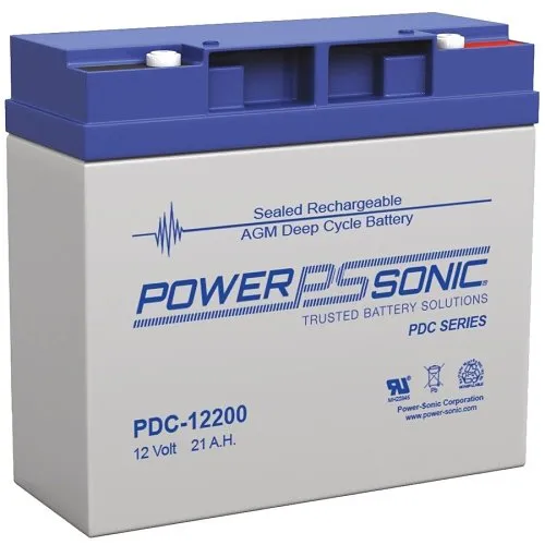 Power Sonic PDC-12200B PDC Series 12V, 20Ah Deep Cycle Reachargeable SLA Battery, T12 Terminals