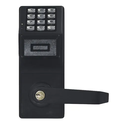 Napco PDL6200/19 Trilogy Networx Cylindrical Pushbutton Lock with Prox Reader, 5000 Users, 35,000 Event Audit Trail, Standard Key Override with DPS, Weatherproof, Straight Lever, Flat Black Finish