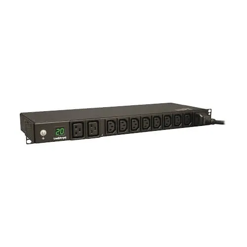 Eaton Tripp Lite PDUMH20HV 3.7kW Single-Phase Local Metered PDU, 208/230V (8 C13 and 2 C19), C20 / L6-20P Adapter, 12' (3.66 m) Cord, 1U Rack-Mount, TAA