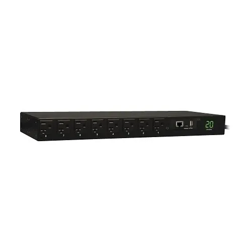 Eaton Tripp Lite PDUMH20NET Single-Phase Switched PDU, LX Interface, 120V Outlets, 12' (3.66 m) Cord, 1U Rack-Mount, 1.9KW