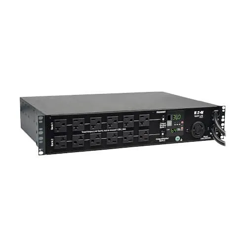 Eaton Tripp Lite PDUMH30AT 2U 2.9kW Metered ATS PDU, 2 L5-30P Inputs, 24 5-15/20R + 1 L5-30R Outlets, Black