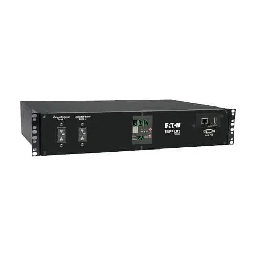 Eaton Tripp Lite PDUMH30HVatNET 5.8kW Single-Phase Switched Automatic Transfer Switch PDU, 200-240V L6-30P Inputs, 16-C13 2-C19 and L6-30R Outlet, 2U, TAA