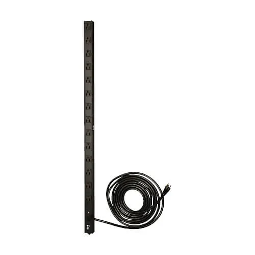 Eaton Tripp Lite PDUV15 1.4KW Single-Phase 120V Basic PDU, 14 NEMA 5-15R Outlets, NEMA 5-15P Input, 15' (4.57 m)Cord, 0U Vertical