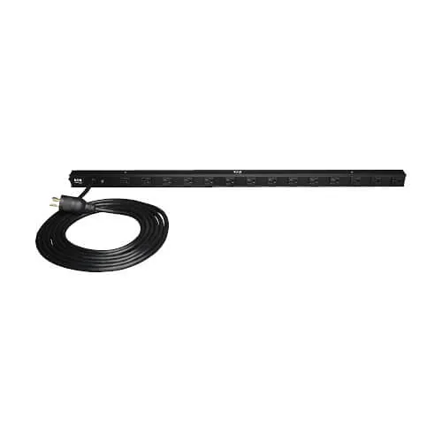 Eaton Tripp Lite PDUV20 Single-Phase 120V Basic PDU, 14 NEMA 5-15/20R Outlets, NEMA L5-20P Input with 5-20P Adapter, 15' (4.57 m) Cord, 1.9KW
