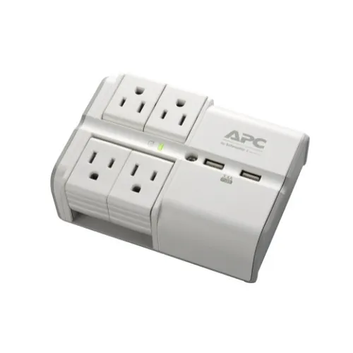 APC PE4WRU3 Essential SurgeArrest 4 Rotating Outlet Wall Tap with 5V, 3.4A 2 Port USB Charger, 120V