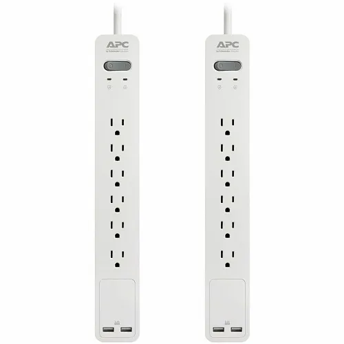 APC PE64U2WGDP Essential SurgeArrest 6 Outlet Surge Protector, 4'-Cord, White