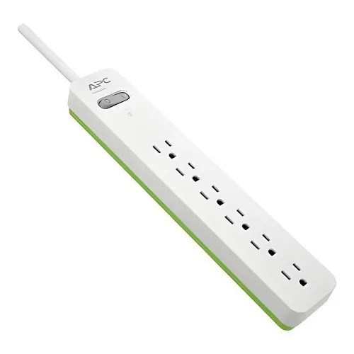 Schneider Electric PE66W Essential SurgeArrest Surge Protector Power Strip, 6-Outlet, 120V, 6' Cable, White
