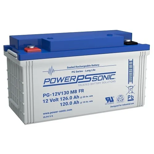 Power Sonic PG-12V130 M8 FR PG Series Long Service Life VRLA Battery, 12V 126 Ah L