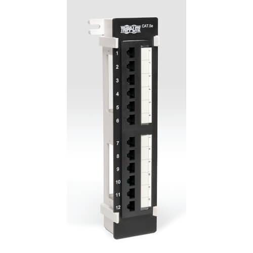 Eaton Tripp Lite N050-012 12-Port Wall-Mount CAT5e Patch Panel, 568B, RJ45 Ethernet, TAA
