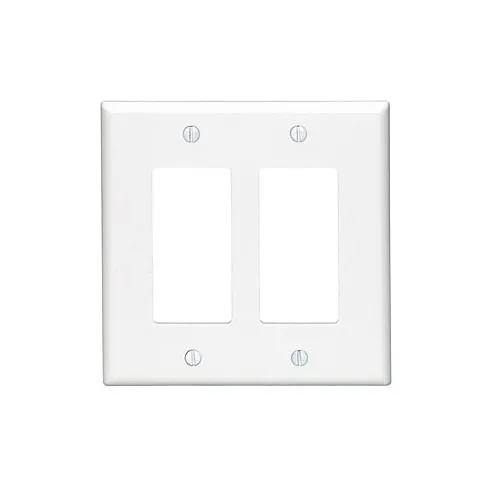 Leviton PJ262-W 2-Gang Decora/GFCI Device Wallplate, Midway Size, Thermoplastic Nylon, White