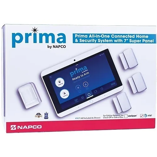 Napco PKIT1A Prima System Kit with AT&T Network, 3 Window / Door Transmitters and PIR, 7" Super Panel