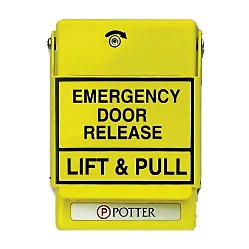 Potter RMS-1T-WP-LP Conventional Dual Action Weatherproof Pull Station, SPST, Yellow